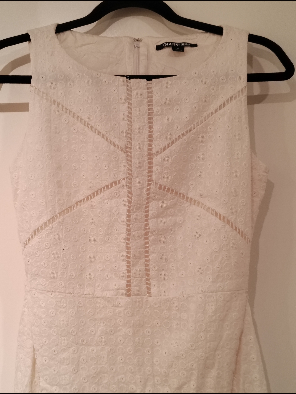 White Eyelet Sleeveless Sheath Mini Dress - Picture 3 of 8